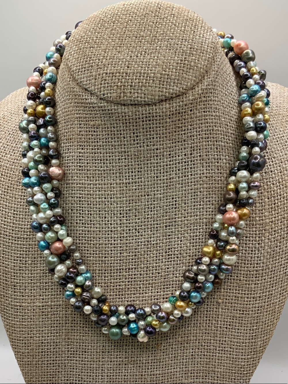 Multi Strand Freshwater Pearls Colorful Vintage Necklace - Picture 5 of 5